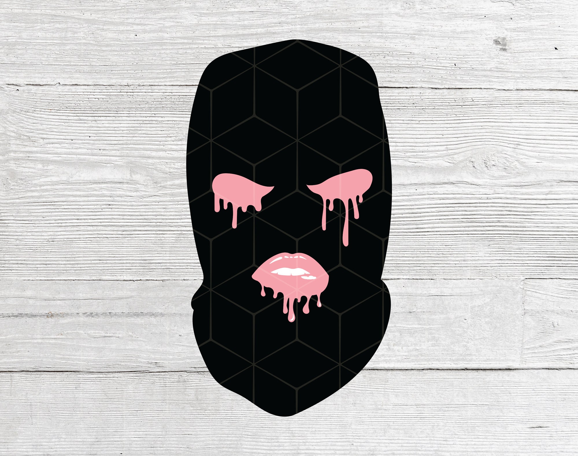 Ski Mask Pink UZI Pistol Broken Heart Embroidered Pink Cool 