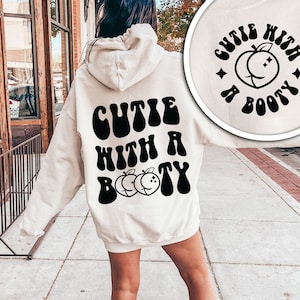 Cutie With A Booty Png, Booty SVG Cutting File, Funny Sublimation Design, Wavy Stacked PNG, Retro Png, Adult Humor Svg, Funny Quote Svg