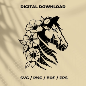Floral Horse Head SVG: Cricut Silhouette Cut File (Digital Download)