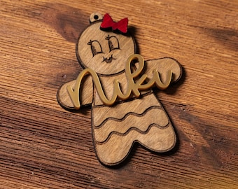 Personalizable Gingerbread Ornament SVG: Glowforge Christmas Decoration (Digital Download)