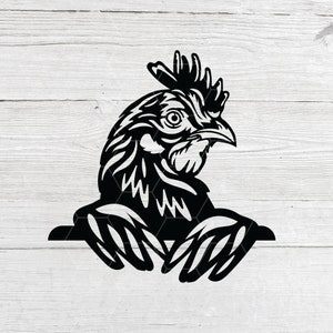 Huhn Auf dem Bauernhof, Tier, Scheune Zeichen, lustiger Hahn späht, Grafik Clipart, digitaler Download Vektor, Porträt, druckbare Png,
