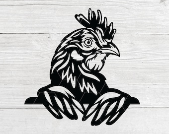 Peeking Rooster SVG: Funny Farm Animal Clipart (Digital Download)