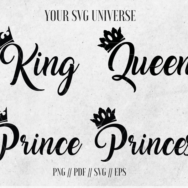 King Queen Family SVG for Cut files, T shirt designs, Cricut, Silhouettes, Scrapbooking, Card Making, Paper Crafts, Invitations,  family