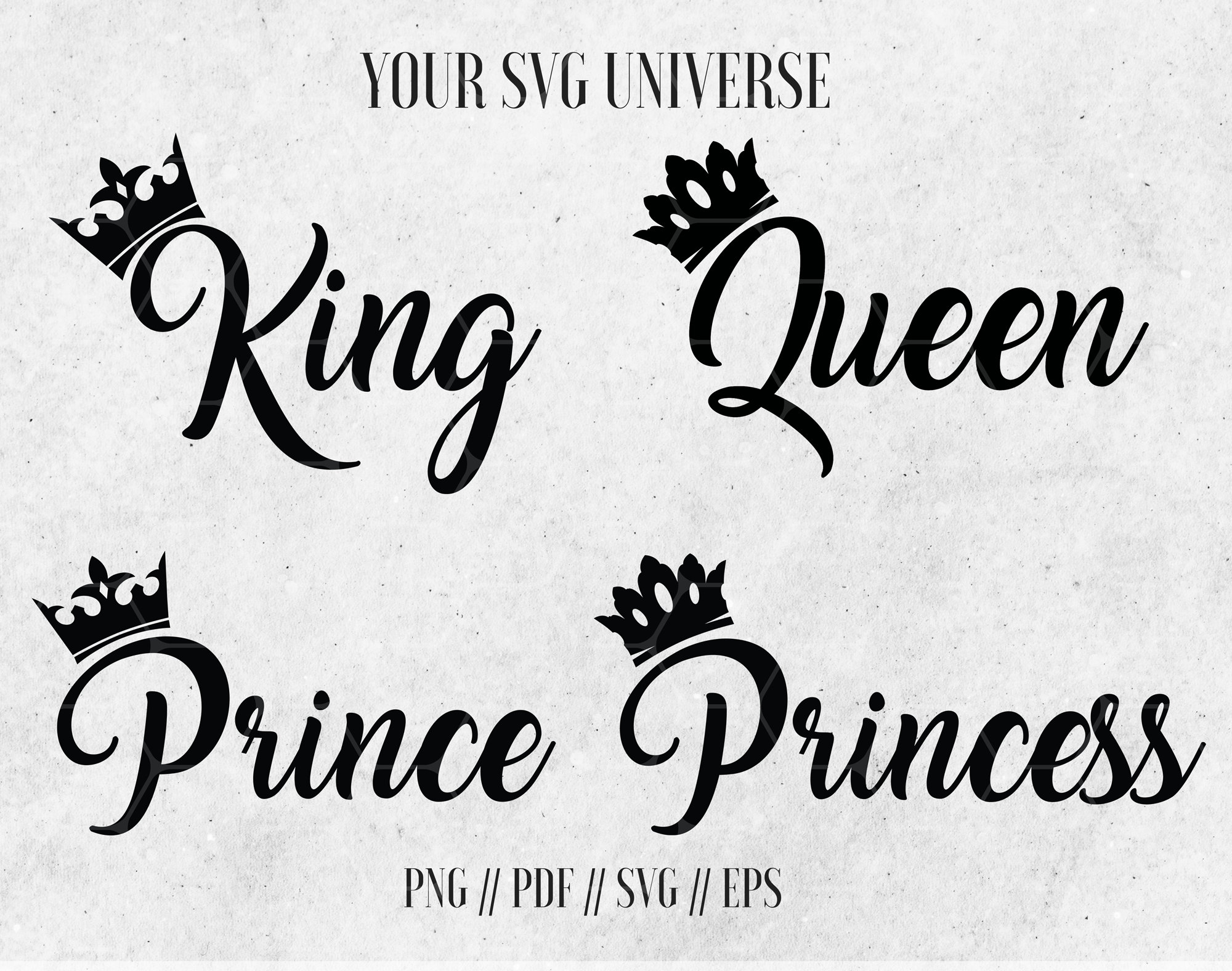 King Queen Family SVG for Cut files, T shirt designs, Cricut, Silhouettes, Scrapbooking, Card Making, Paper Crafts, Invitations,  family