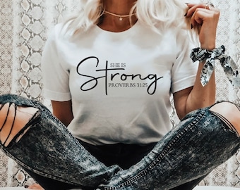 She Is Strong Svg, Religious Svg, Proverbs 31:25, Christian Svg, Faith svg, Scripture Svg, Bible Verse Svg,Files for Cricut Silhouette