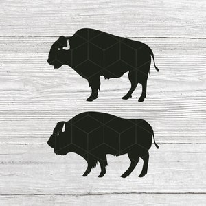 Black Solid Buffalo or Bison Bundle Silhouette - Animal Clipart: Simple and Easy - Digital Download SVG, PNG files for Cricut and silhouette