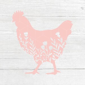 Floral chicken SVG PNG Files for cutting machines, Floral Hen digital download, farm, farmhouse, flowers, silhouette sublimation design