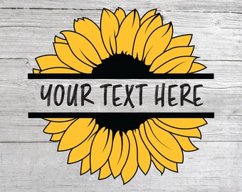 Split Sunflower svg cut file for Cricut, Sunflower monogram svg, Split flower svg, Floral frame svg svg, Girl monogram flower svg