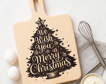 Christmas Tree Digital Laser File SVG Charcuterie board, Cutting Chopping Board, Merry Christmas svg, Vector, Kitchen Decor, Gift, Glowforge