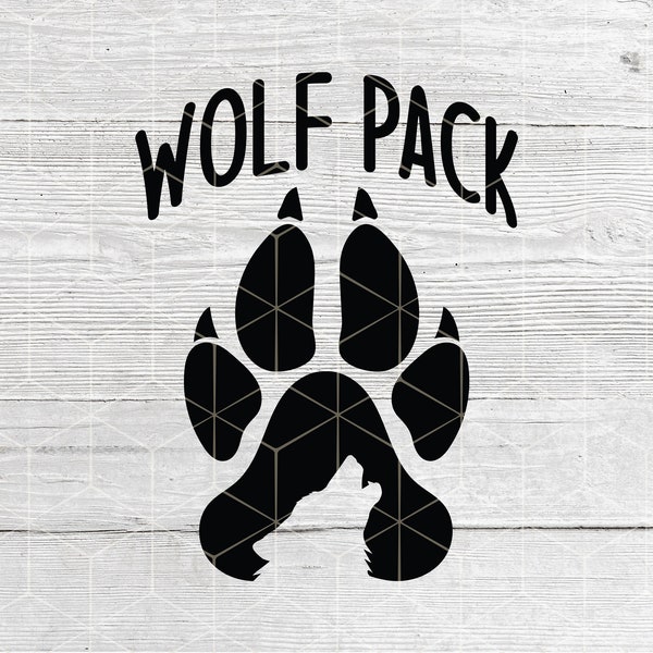 Wolf Pack SVG | Digital Download | Howling Wolf Paw Print and Wolf | For Die Cut Machines | Birthday DIY shirt design |  Family Shirt Design