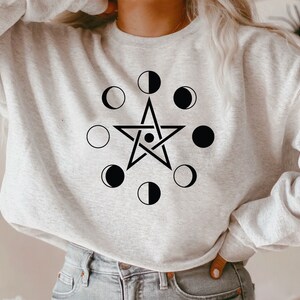 Phase de lune SVG, phases de la lune, fichier numérique phase de lune mystique DIY Cricut, fichiers svg céleste pour Cricut étoiles espace pentagramme sorcière