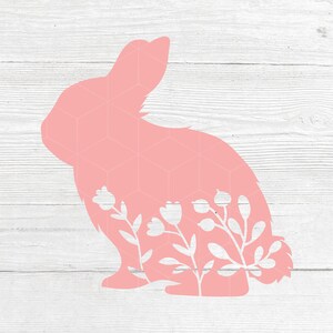 Floral bunny SVG PNG Files for cutting machines, digital clipart, Easter Digital download, Rabbit spring, spring flowers silhouette