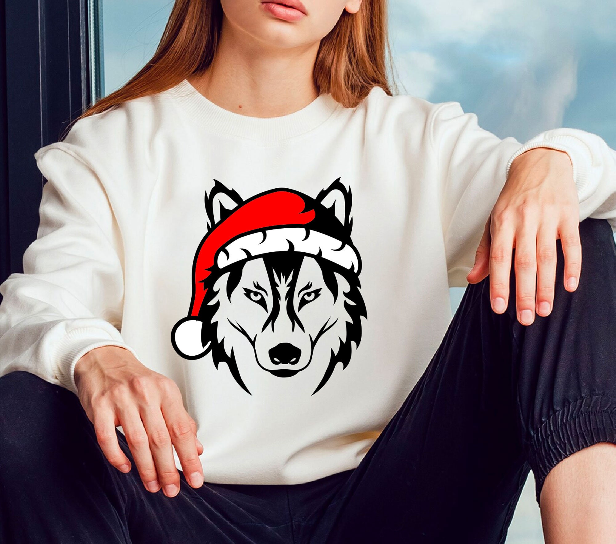 Wolf in Santa Hat SVG: Christmas Animal Cut File (digital Download) - Etsy