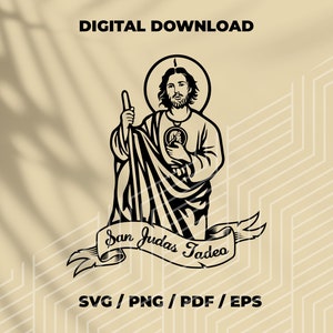San Judas Tadeo SVG, Religious SVG Clipart, Religion SVG, Clipart, Cricut, Silhouette, Jesus Cut File, Vector, Vinyl File, Eps, Png,