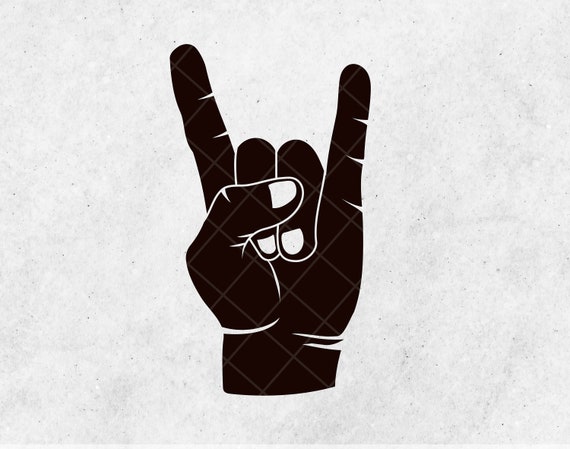 Rockin' Rock Out Hand - JPG, Png & SVG, DXF Cut File, Printable