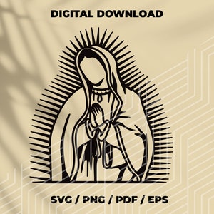 Virgin de Guadalupe SVG: Mother Mary Outline, Cricut & Silhouette (Digital File)