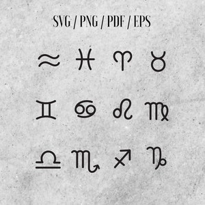 ZODIAC SIGNS SVG - Zodiac Bundle, Commercial Use Svg, Cricut Cut File, Vinyl Svg, Astrology Svg, Celestial Png, Birth Sign Svg