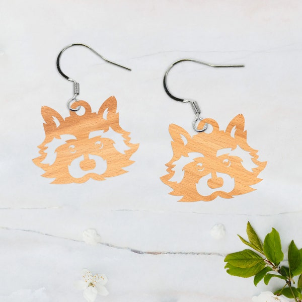 Raccoon Head Earrings SVG, SVG Files, Racoon Laser cut  Wood earrings DIY Teardrop earring template ,Instant Download,Cut Files, Download,