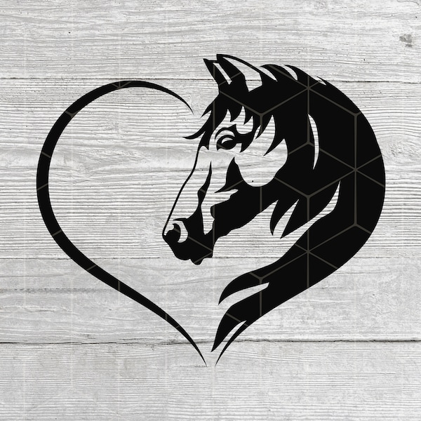 Horse SVG Heart SVG, DIgital Download Horse SVG, I love Horses Svg, Beautiful Horse Svg, Horse Head svg, Horse Silhouettes for Cricut, Png,