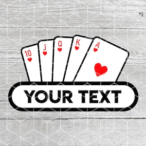 Marco de cartas de póquer SVG, póquer PNG, vector de juego de póquer, monograma de póquer, escalera real svg, póquer svg, archivo de corte de cartas para cricut silueta