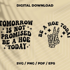 Tomorrow is not promised be a hoe today svg files for cricut svg designs, wavy stacked letters, sublimation Png, Instant digital download