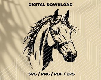 Horse Head SVG, Horse Svg, Horse Svg for Cricut, Horse Silhouette, Horse Svg for Shirt, Horse Vector Cut File, Horse Silhouette, Horse Png