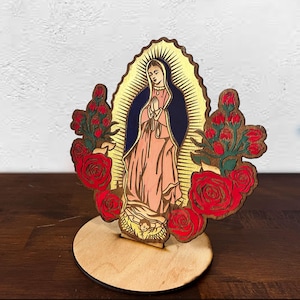 Virgen de Guadalupe mit Rosen Laser-Schnitt-Dateien SVG-PNG-Datei, Jungfrau Maria Blumen Svg, Mutter Mary svg, Lady Guadalupe, Glow Forge-Dateien