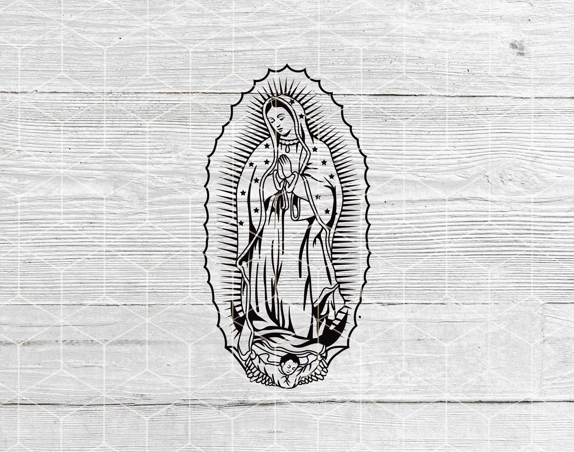 Virgen de Guadalupe SVG PNG File, Virgin Mary Svg, Mother Mary Svg, Lady of Guadalupe, Virgin of Mexico Digital Flie Cricut and Silhouette