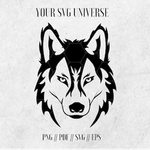 Wolf Svg File - Wolf Head - Wolf face Stencil - Animals Svg - Wild Animals Vector Graphics - Svg For Cricut - Svg For Silhouette - EPS