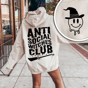 Antisocial Witches Club SVG, Halloween Svg, Halloween Png, Trendy Halloween, Funny Svg, Sublimação PNG, Download digital, Letras onduladas