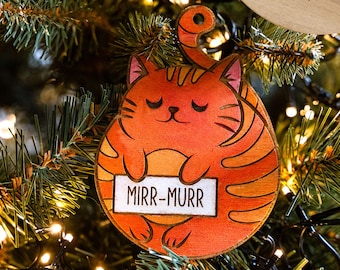 Cat Christmas Ornament SVG | Funny Cat Christmas Cut File | Personalized Wooden cat ornament Digital Download