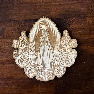 Virgen de Guadalupe mit Rosen Laser-Schnitt-Dateien SVG-PNG-Datei, Jungfrau Maria Blumen Svg-Datei, Mutter Mary Svg, Lady Guadalupe, Hanggar-Svg-Dateien