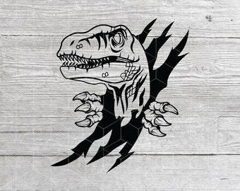 Raptor SVG files for Cricut, Dinosaur SVG , Velociraptor in the wall scratch svg, velociraptor with sharp claws, digital download,Peeking