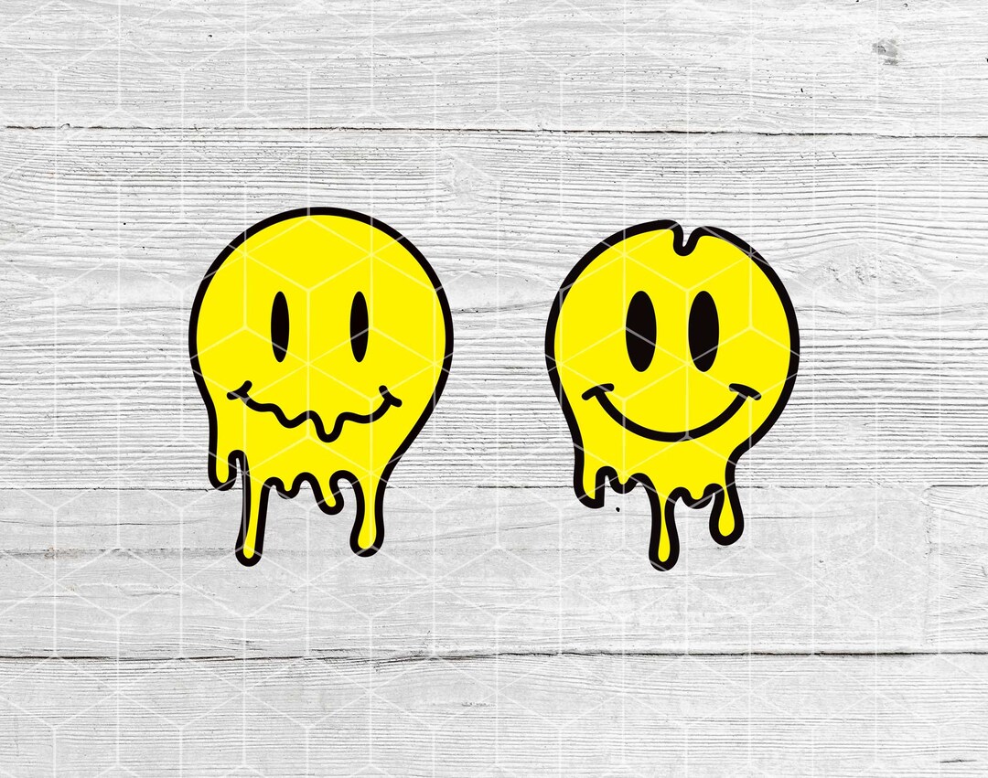 Dripping Smiley SVG Bundle: Melting Face Clipart (digital Download ...