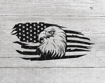 Bandiera American Eagle SVG: design patriottico in difficoltà (download digitale)