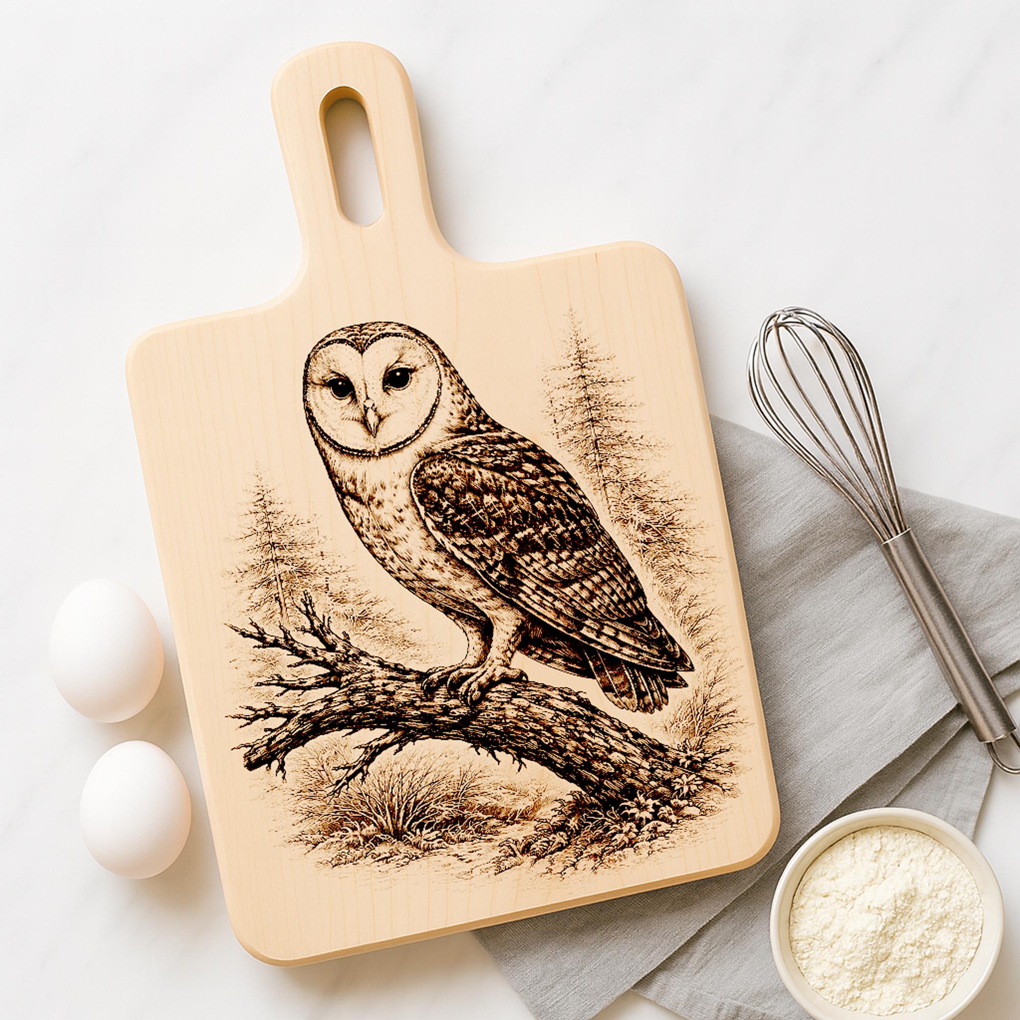 Owl Charcuterie Design PNG, Wildlife Chopping Board PNG, Nature Cutting Board Digital File, Laser En
