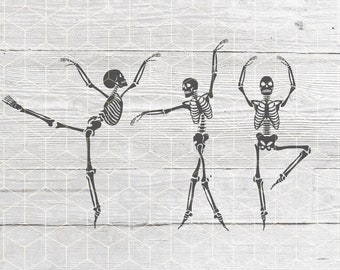 Ballerina Skeleton PNG: Halloween Dancing Skeleton (Digital Download)