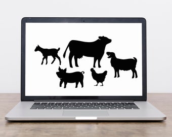 Livestock Animal SVG Bundle: Show Pig, Lamb, Goat, Heifer, Steer (Digital Download)