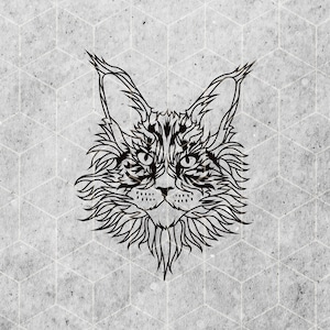 Maine Coon chat svg clipart, numérique de visage de chat, Maine Coon coupe fichier vector art cricut couper, Maine coon fichiers pour cricut et silhouette