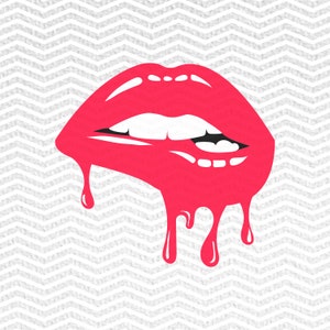 Beißen Lippen SVG, Tropfen, Lippen PNG PDF geschnitten Datei für Cricut, Sexy Make Up Lippenstift, Frau Mund Clipart, süße Tropfen Lip Gloss schmelzende Lippen svg