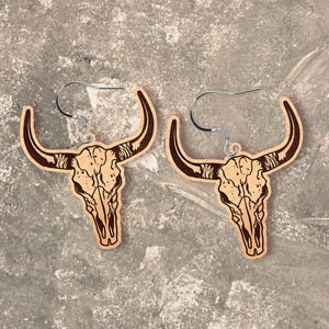 Bull Skull Earring Template: Laser Cut Western Jewelry SVG (Digital Download)