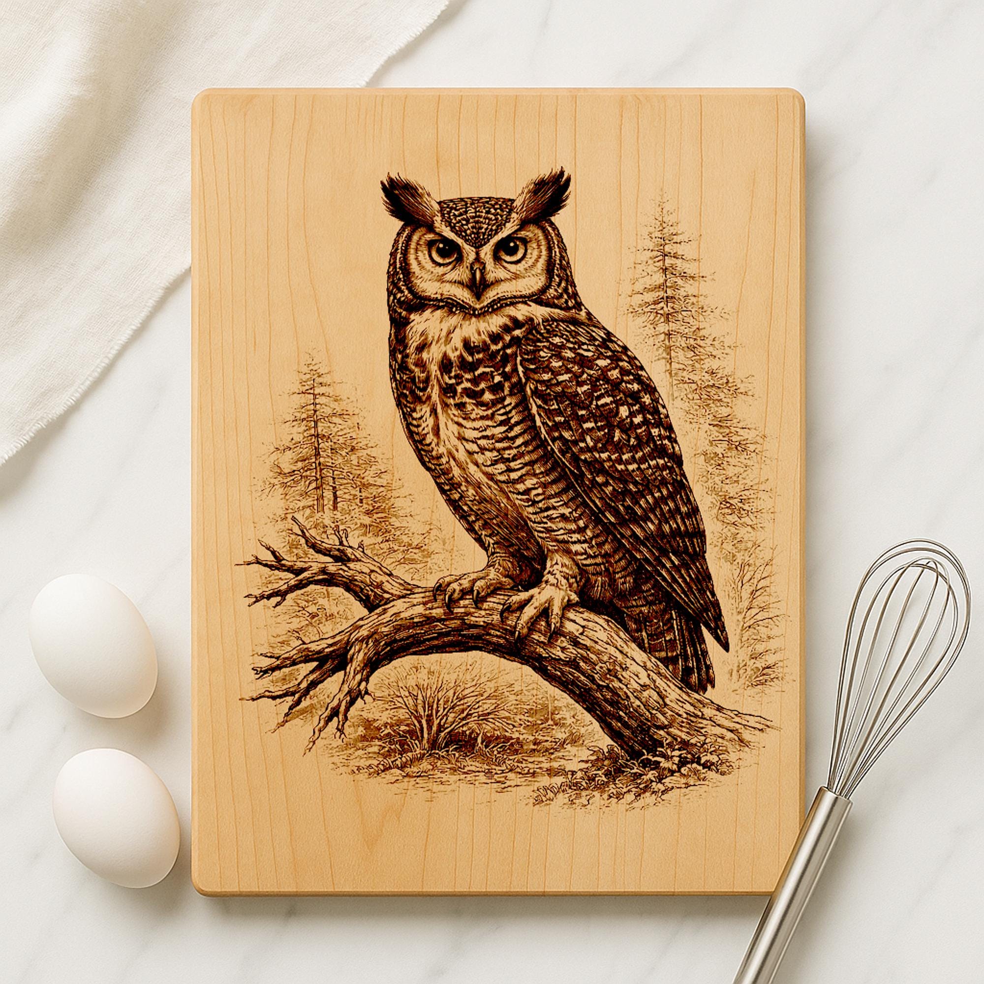Owl Charcuterie Design PNG, Hunting Chopping Board PNG, Nature Cutting Board Digital File, Laser Eng