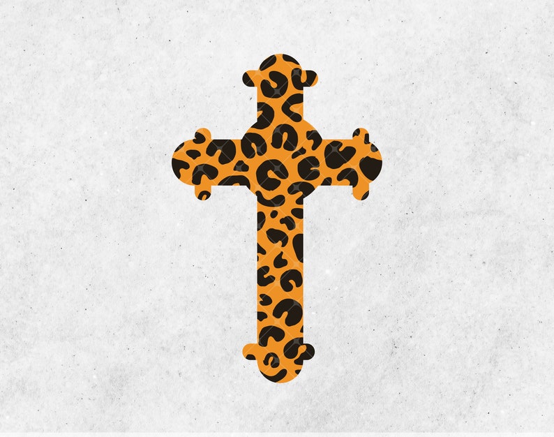 Leopard Cross, Cheetah Cross, Print Cross, Cross clipart Clipart SVG File Download image 1