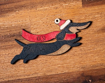 Dackel Weihnachten Ornament Laser Schnitt Vorlage svg: Hund in Nikolausmütze, Dackel svg Dateien für glowforge