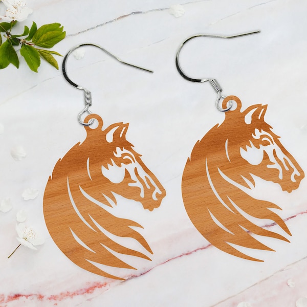 Horse Head Earrings SVG, SVG Files, Horse Laser cut  Wood earrings DIY Teardrop earring template ,Instant Download,Cut Files, Download,