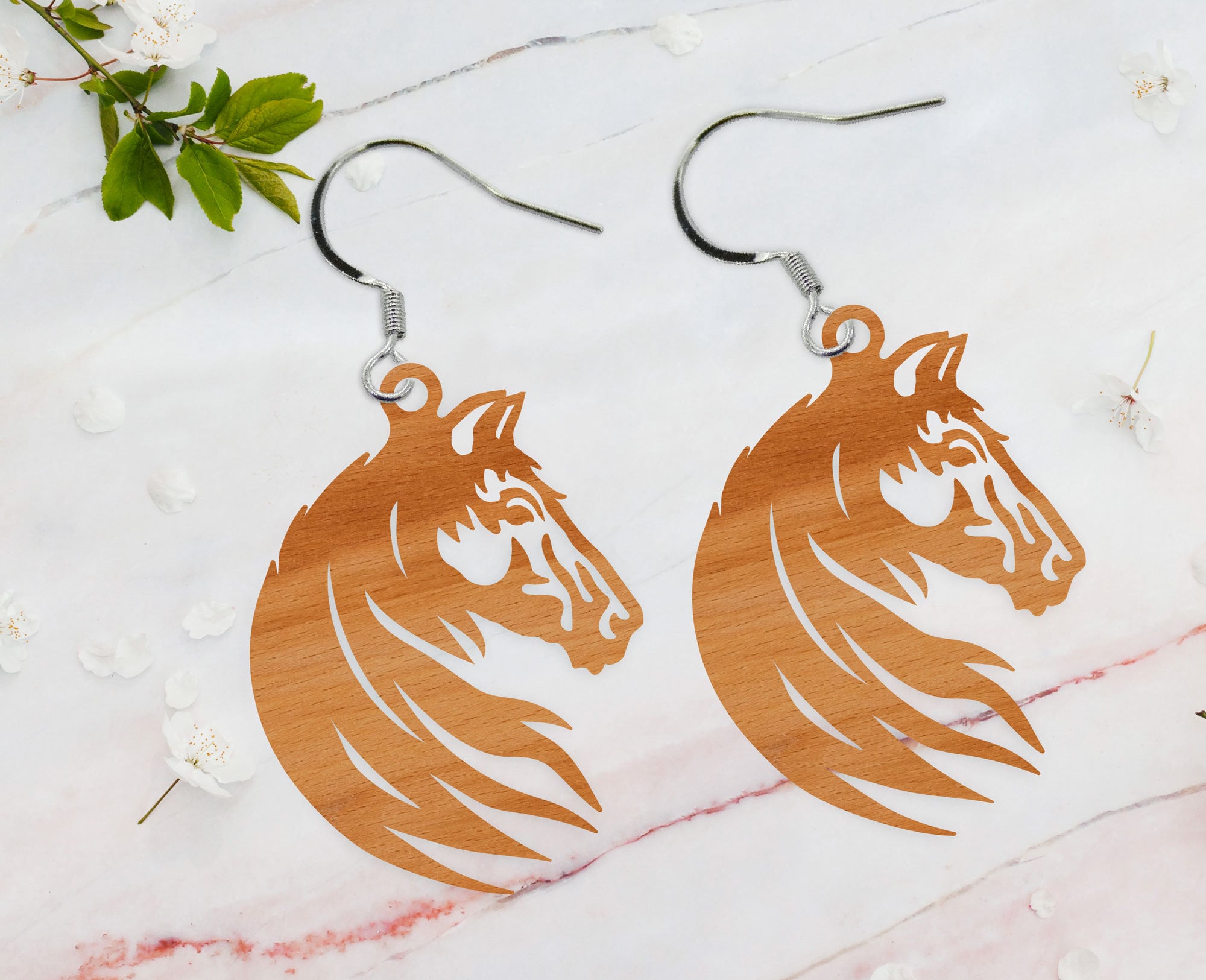Horse Head Earrings SVG, SVG Files, Horse Laser cut  Wood earrings DIY Teardrop earring template ,Instant Download,Cut Files, Download,