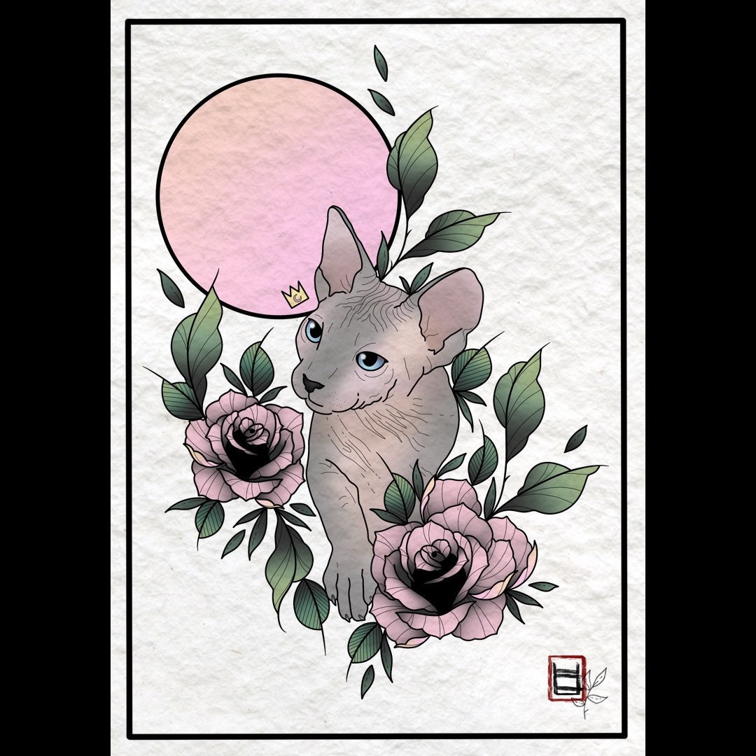 Pet portrait commission tattoo inspired design | Etsy