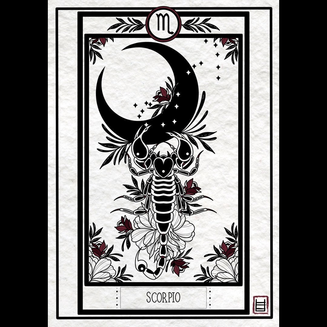Scorpio Tarot A4 Tattoo Art Print Etsy