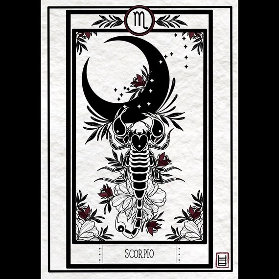 Astrological tarot card depicting Scorpio (colour litho) #22665606