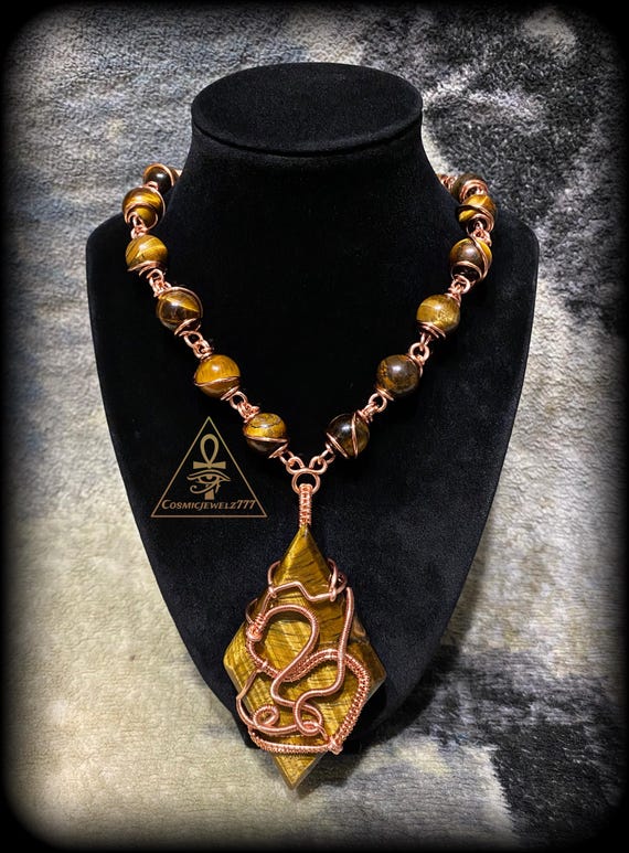 TIGERSEYE • Copper Crystal Pendant Necklace
